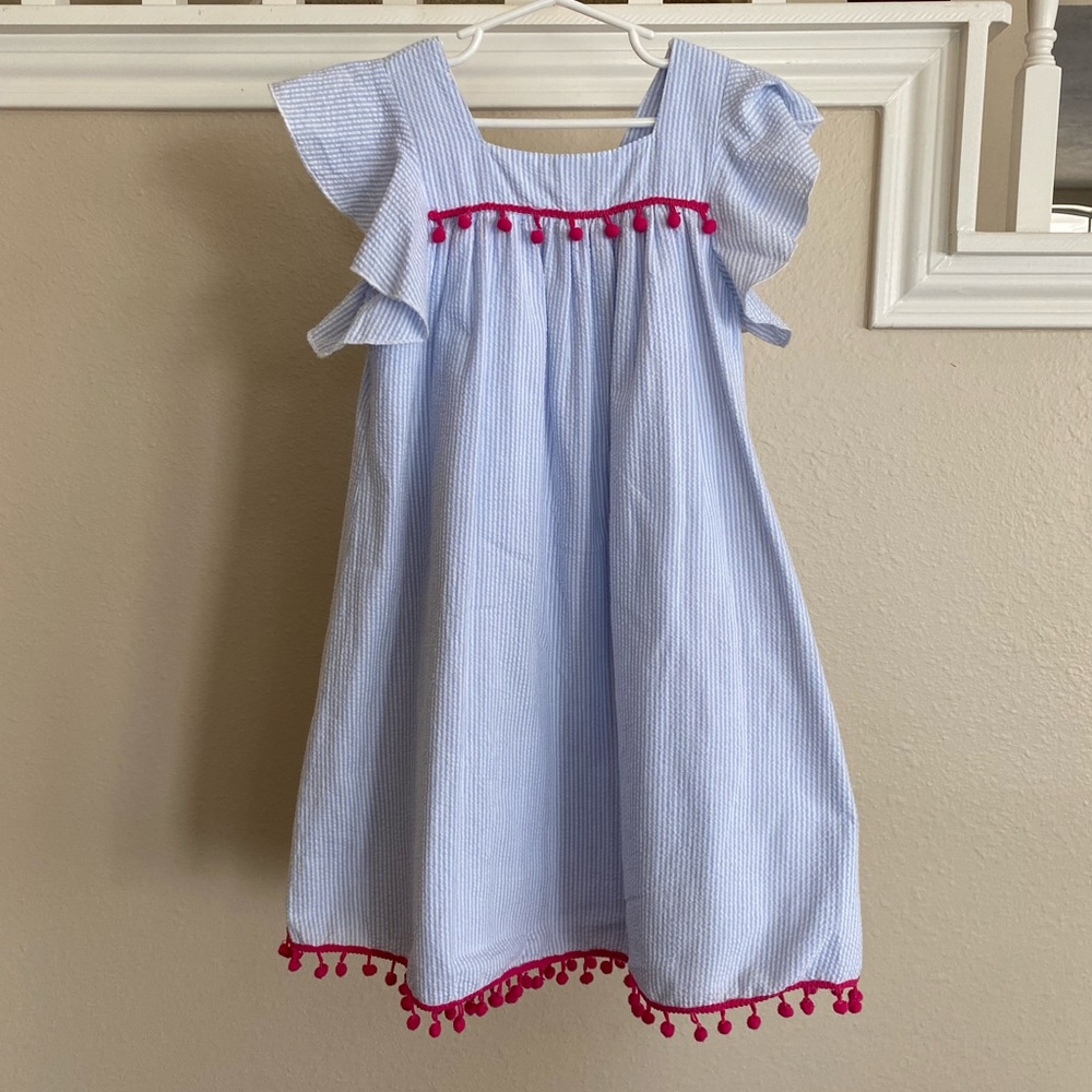 Girls Seersucker Dress - Size M - Picture 2 of 9